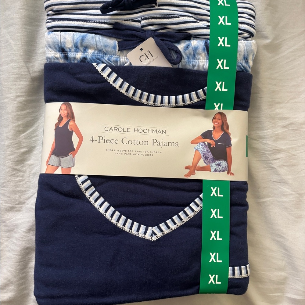 Carole Hochman 4-Piece Cotton full Pajama Set NWT XL Pjs